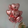 Сет шаров в форме сердца "розовое золото"
