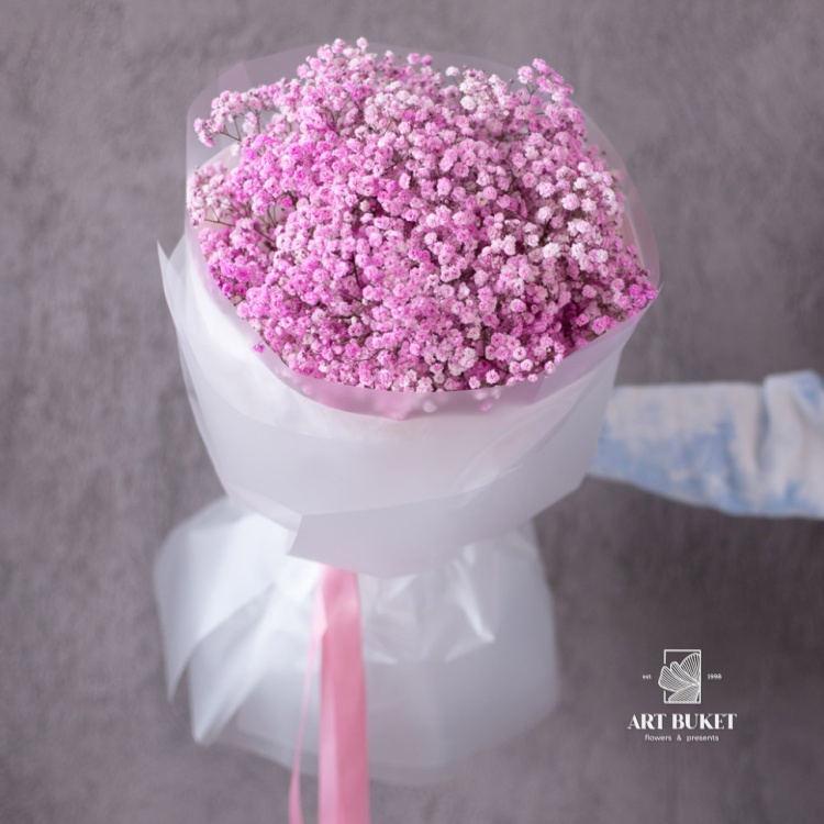 11 веток розовой гипсофилы