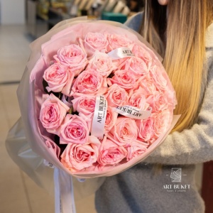 25 пионовидных роз "pink o'hara"