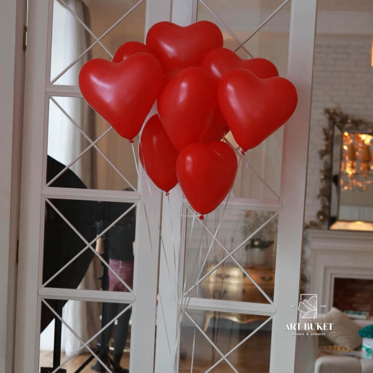 9 гелиевых шаров в виде сердца