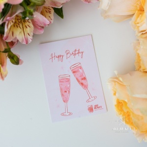 Открытка фирменная "Happy birthday", 7x10 см